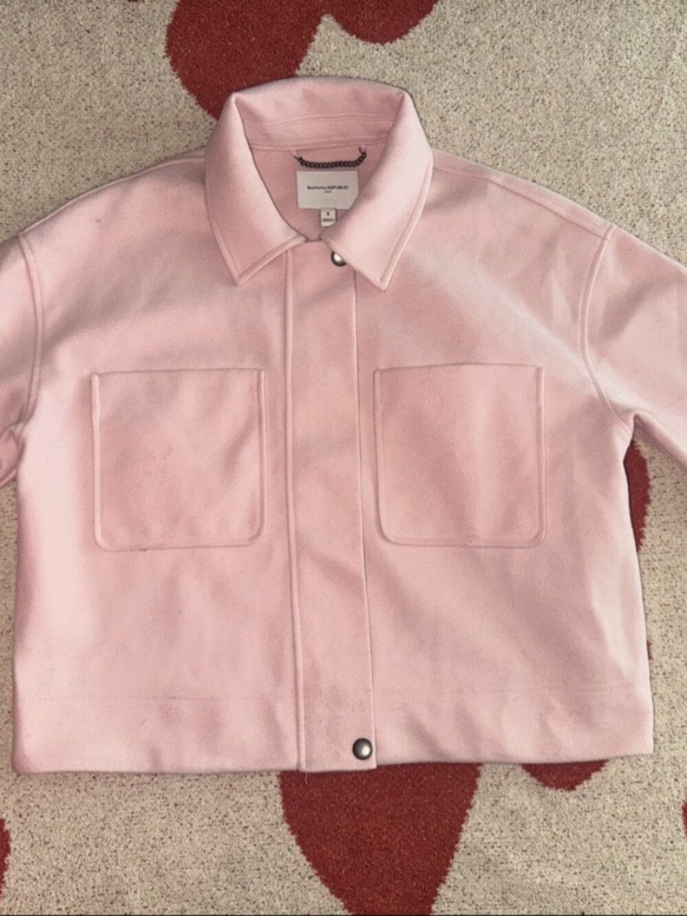 Banana Republic Pink Cropped Shirt Jacket Shacket Women's Size S